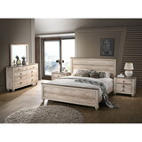 Imerland Contemporary White Wash Finish 5-Piece Bedroom Set-Queen Bed, Dresser, Mirror, Nightstands T2574P200210