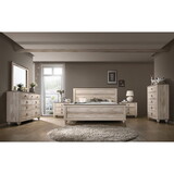 Imerland Contemporary White Wash Finish Bedroom 6-piece Set, King Bed, Dresser, Mirror, 2 Nightstands, Chest T2574P200211