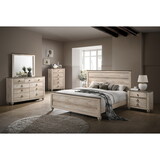 Imerland Contemporary White Wash Finish Bedroom Set, King Bed, Dresser, Mirror, Nightstand and Chest T2574P201558