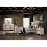 Imerland Contemporary White Wash Finish Bedroom Set with Queen Sleigh Bed, Dresser, Mirror, Nightstand T2574P201577