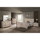 Imerland Contemporary White Wash Finish Bedroom Set with Queen Sleigh Bed, Dresser, Mirror, Nightstand, Chest T2574P201970