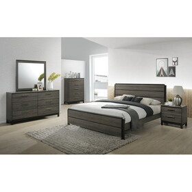 Ioana Antique Grey Finish Wood Bed Room Set, Queen Size Bed, Dresser, Mirror, Night Stand, Chest T2574P202571