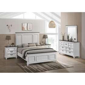 Clelane Wood Bedroom Set with Shiplap Panel Queen Bed, Dresser, Mirror, and Two Nightstands T2574P202587