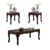 3pc Dark Cherry Finish Coffee & End Table Set T2574P203531