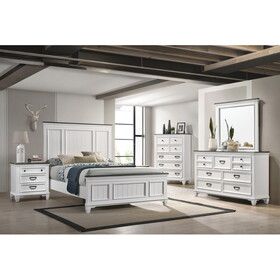 Clelane Wood Bedroom 5 piece Set with Shiplap Panel Queen Bed, Dresser, Mirror, Nightstand, and Chest T2574P204503