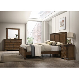 Maderne Traditional Wood Panel Bed with Dresser, Mirror, Nightstand, King size T2574P204887