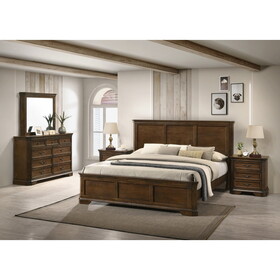 Maderne Traditional Wood Panel Bed with Dresser, Mirror, Two Nightstands, King size T2574P204889