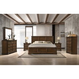 Maderne Traditional Wood Panel 6 pieces Queen Bed set with Dresser, Mirror, Two Nightstands, Chest T2574P204905