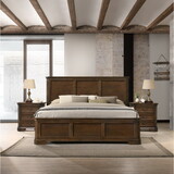 Maderne Traditional 3-Piece Wood Bedroom Set with Queen Size Panel Bed and Two Nightstands T2574P204909