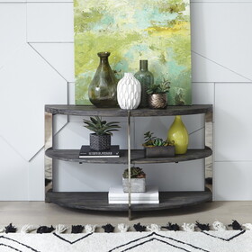 Kalne Console Table Half Moon Shape with 2 Open Shelves T2574P206302