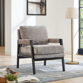 Kelly Mid-Century Modern Chenille Upholstered Accent Armchair, Grey T2574P240945