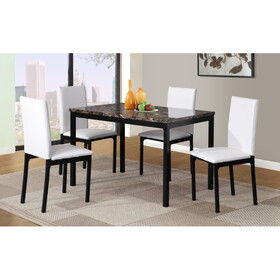 Citico 5-Piece Metal Dinette Set with Laminated Faux Marble Top, White