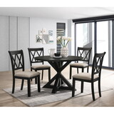 indvale Cross-Buck Wood 5-Piece Dining Set in Black