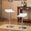 Baxton White Adjustable Height Wood and Chrome Metal Bar Table and 2 Chrome Air Lift Adjustable Swivel Stools Set