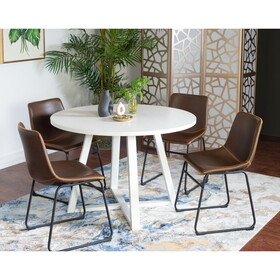 Varna 5-Piece Round Dining Set, Trestle Dining Table with 4 Stylish Chairs