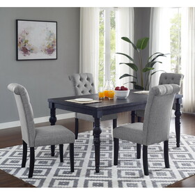 Leviton Urban Style Wood Dark Wash Turned-Leg Dining Set: Table and 4 Chairs, Gray