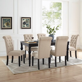 Leviton Urban Style Wood Dark Wash Turned-Leg Dining Set: Table and 6 Chairs