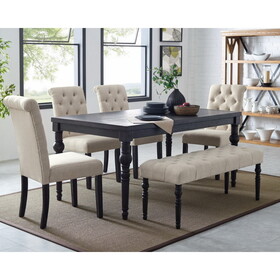 Leviton Urban Style Dark Wash Wood Dining Set: Table, 4 Chairs and Bench