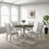 Iris 5-Piece Dining Set, Round Pedestal Table with 4 Chairs, Weathered White and Gray T2574S00123