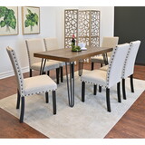 Amisos 7-Piece Dining Set, Hairpin Dining Table with 6 Chairs, 3 Color Options