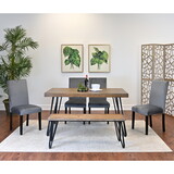 Ashzo 6-Piece Dining Set, Hairpin Dining Table with 4 Chairs and Bench, 3 Color Options