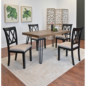 Arroyo 5-Piece Dining Set, Hairpin Dining Table with 4 Cross-back Chairs, Rich Black T2574S00147