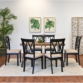 Arroyo 7-Piece Dining Set, Hairpin Dining Table with 6 Cross-back Chairs, Rich Black T2574S00148