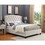 Nantarre Fabric Button Tufted Wingback Upholstered Bed with Nail Head Trim, Beige T2574S00166
