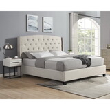 Astral 3-Piece Upholstered Bedroom Set, Tufted Wingback Bed with Two White Nightstands T2574S00167