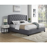 Belize 3-Piece Upholstered Bedroom Set, Tufted Wingback Bed with Two White Nightstands T2574S00170