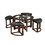 Cylina Solid Wood Glass Top Round Table Set, Coffee Table with 4 Stools T2574S00181