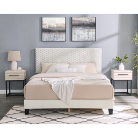 Findlay 3-Piece Bedroom Set, Plush 3D Upholstered Bed with Two Nightstands, Queen T2574S00199
