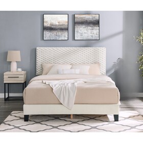 Roundhill Furniture Findlay 2-Piece Bedroom Set, Plush 3D Upholstered Bed with Nightstand, Full T2574S00253