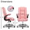 Office Chair Pink Executive Chair PU Leather Home Desk Chair with Flip-Up Armrests T2586P189528