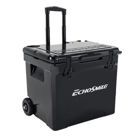 45Qt New Black Insulated Box with Wheels and Trolley T2602P171124