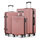 3 Pieces Set Luggage with Secure Lock ASB Durable Lightweight Suitcase Double Spinner Wheels (20