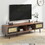 Mid Century Modern TV Stand for TVs up to 70", Entertainment Center with Rattern Sliding Doors, TV Console Table Media Cabinet for Living Room, Bedroom and Office, Walnut