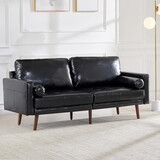 58" Modern Love Seats Sofa Couch Furniture, Velvet Fabric Mid Century Couch for Living Room, Bedroom, Apartment/Easy, Tool-Free assembly(Loveseat, Black) T2694P182095