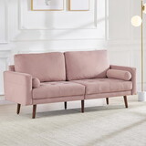 74" Modern Love Seats Sofa Couch Furniture, Velvet Fabric Mid Century Couch for Living Room, Bedroom, Apartment/Easy, Tool-Free assembly(Sofa, Pink) T2694P182208