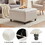 Large Square Tufted Upholstered Ottoman Bench and Coffee Table with Storage, Oversized Footrest for Living Room, Beige T2694P193507