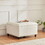 Large Square Tufted Upholstered Ottoman Bench and Coffee Table with Storage, Oversized Footrest for Living Room, Beige T2694P193507