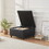 Large Square Storage Ottoman Bench, Tufted Coffee Table Ottoman with Storage, Oversized Storage Ottomans Toy Box Footrest for Living Room, Black T2694P193508