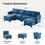 Modular Sectional Sofas for Living Room, Convertible U-Shaped Couch with Adjustable Armrests and Backrests, Sleeper Sofa Bed with Storage Ottoman, Upholstered Cushion, Blue T2694S00027