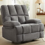 Oversize Rocker Recliner Chair for Adults, Extra Wide Rocking Recliner Chair Manual Recliner, Bid Man Recliners, Limestone Grey T2694S00028