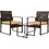 3 Piece Outdoor PE Wicker Furniture Set, Patio Brown Rattan Sectional Sofa Couch with Washable Cushions T2712P199536