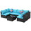 7 Piece Outdoor PE Wicker Furniture Set, Patio Black Rattan Sectional Sofa Couch with Washable Cushions T2712S00004