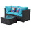 7 Piece Outdoor PE Wicker Furniture Set, Patio Black Rattan Sectional Sofa Couch with Washable Cushions T2712S00004