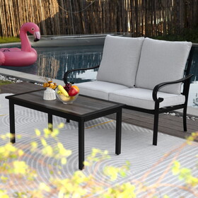 2-Piece Patio Loveseat Sofa with Coffee Table, Outdoor Conversation Sofa Set T2872P197067