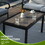 Patio 3-Seater Sofa with Table, Outdoor Conversation Furniture with Gray Cushions for Porch Balcony Deck T2872P197068