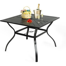 Outdoor 37" Patio Dining Table, Square Metal Table with 2.25" Umbrella Hole T2872P199631